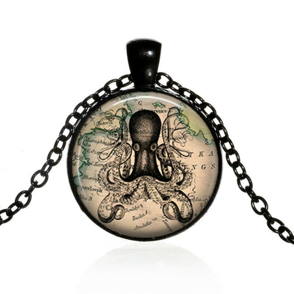 Black Steampunk Octopus Pendant Nwt-